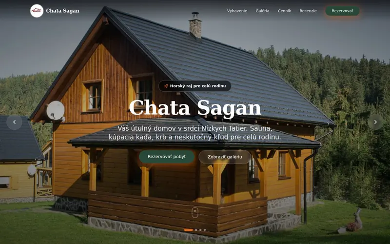 Snímka webu chatasagan.sk