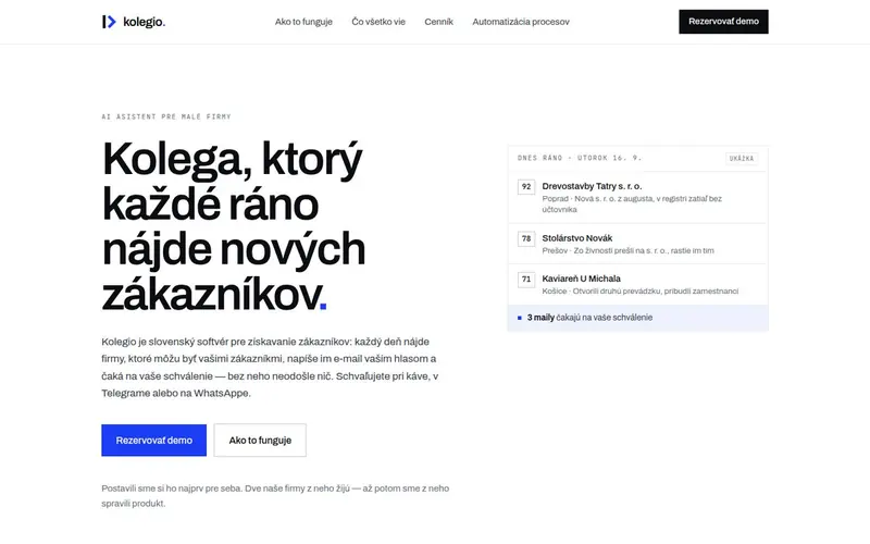 Snímka webu kolegio.sk