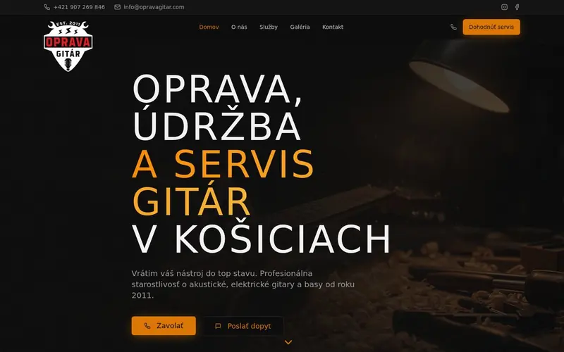 Snímka webu opravagitar.com