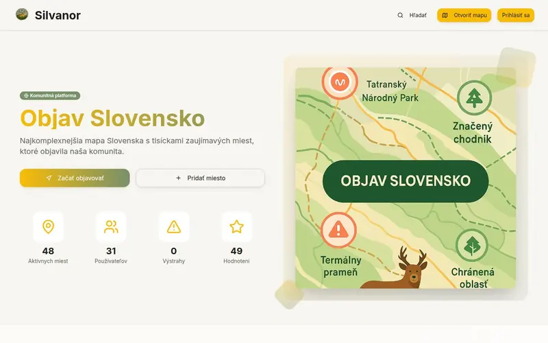 Snímka webu silvanor.sk
